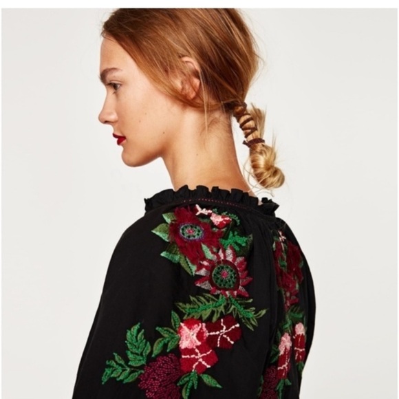 ZARA Top Embroidered Back Blouse - Picture 4 of 16